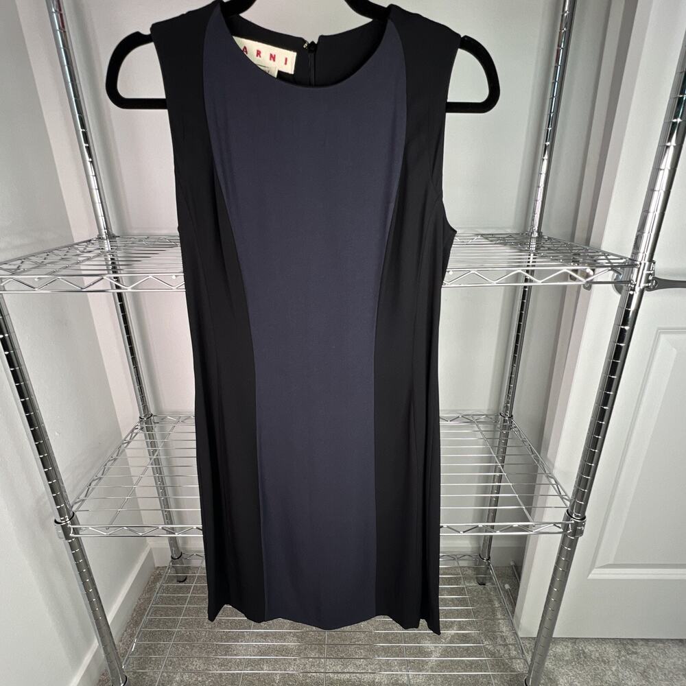 MARNI-Women’s Black/Navy-Sleeveless Dress-Size 40-Made In Italy